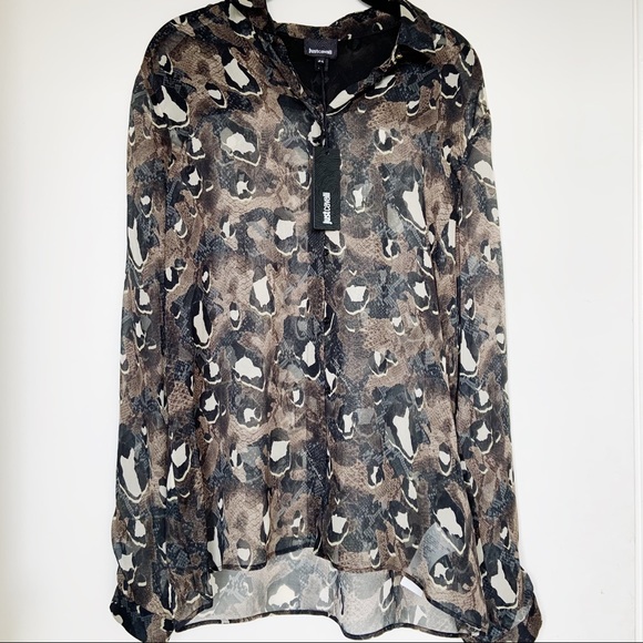 Just Cavalli Tops - NWT Just Cavali Animal Print Sheer Silk Blouse